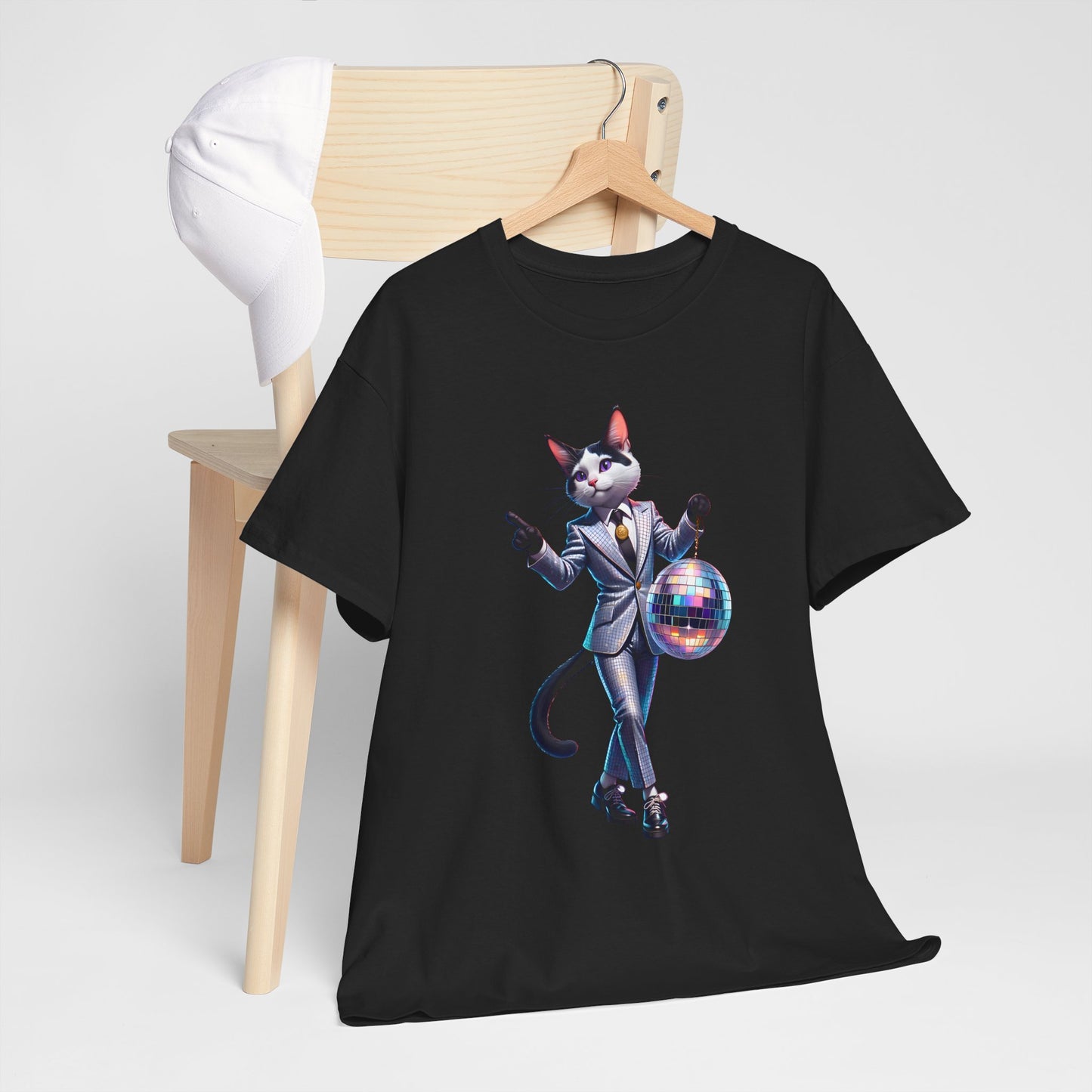 Unisex T-Shirt with Dancing Cat - Disco