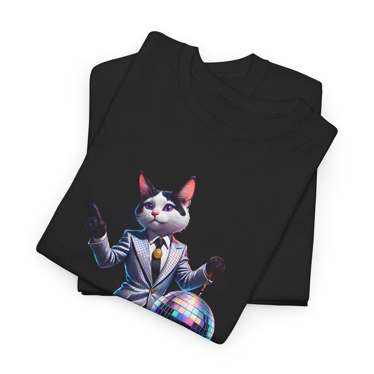 Unisex T-Shirt with Dancing Cat - Disco
