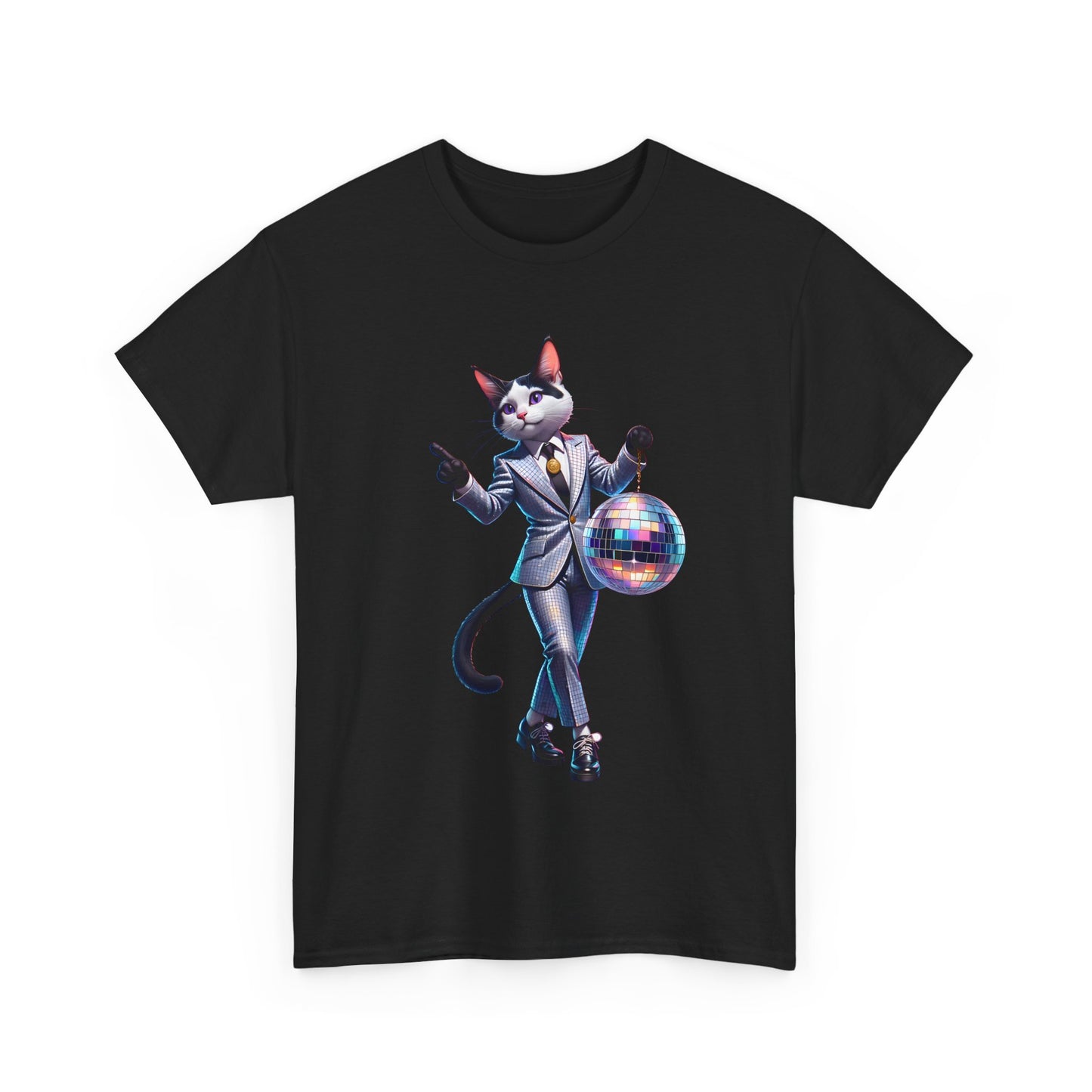 Unisex T-Shirt with Dancing Cat - Disco