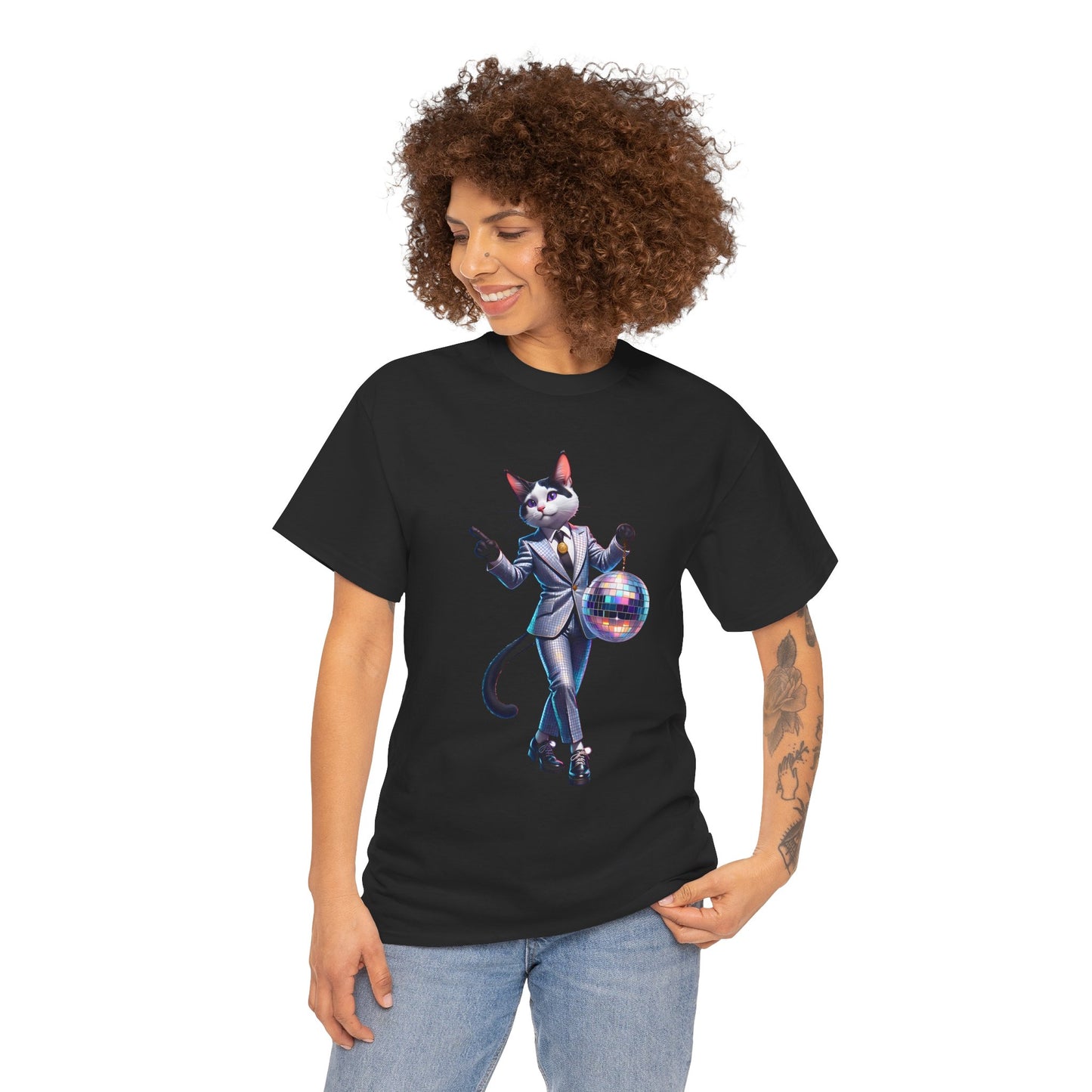 Unisex T-Shirt with Dancing Cat - Disco