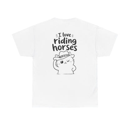Cotton T-Shirt Unisex - I love riding horses (back print)