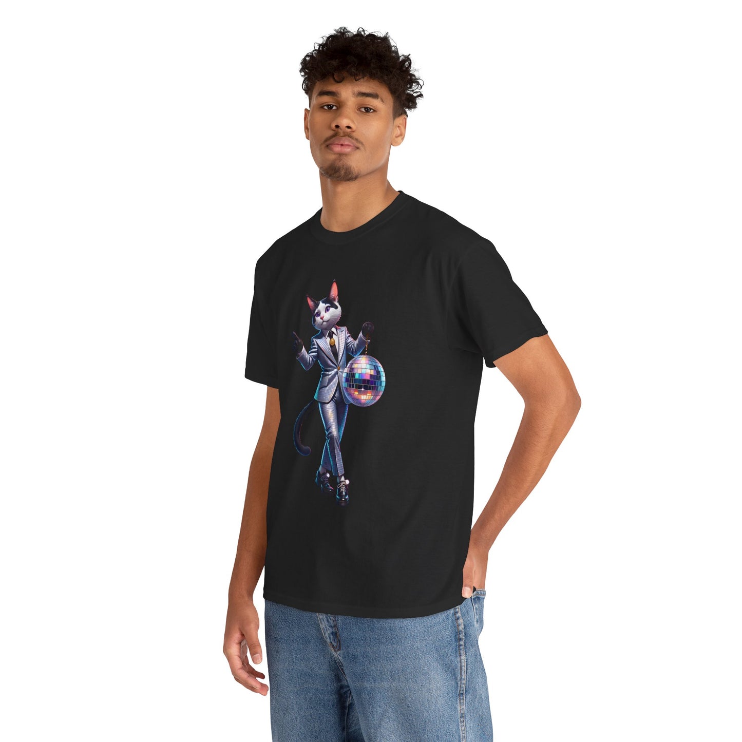 Unisex T-Shirt with Dancing Cat - Disco