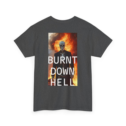 Skeleton Burnt Down Hell Unisex Heavy Cotton Tee