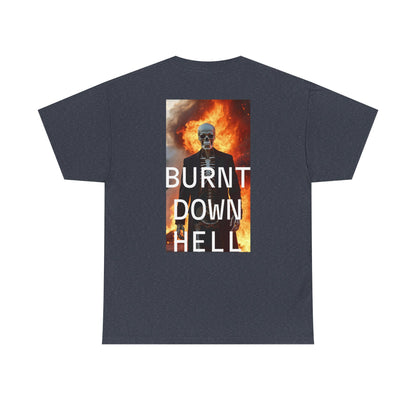 Skeleton Burnt Down Hell Unisex Heavy Cotton Tee