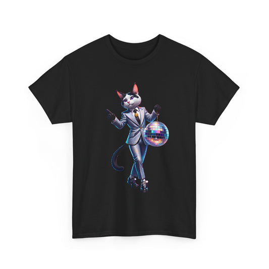 Unisex T-Shirt with Dancing Cat - Disco
