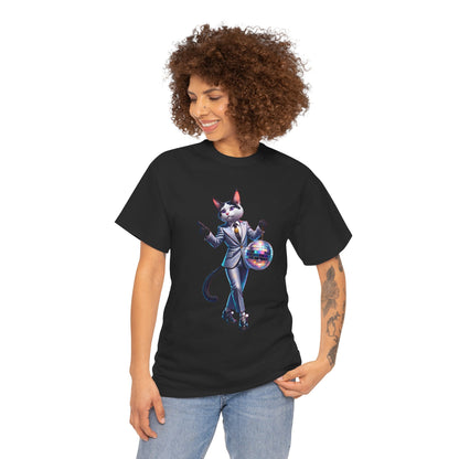 Unisex T-Shirt with Dancing Cat - Disco