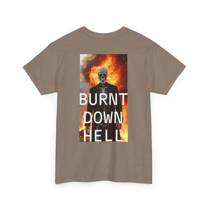 Skeleton Burnt Down Hell Unisex Heavy Cotton Tee